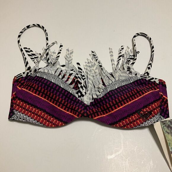 Roxy NWT Aztec Fringe Bandeau Bikini Top, S - Picture 5 of 16